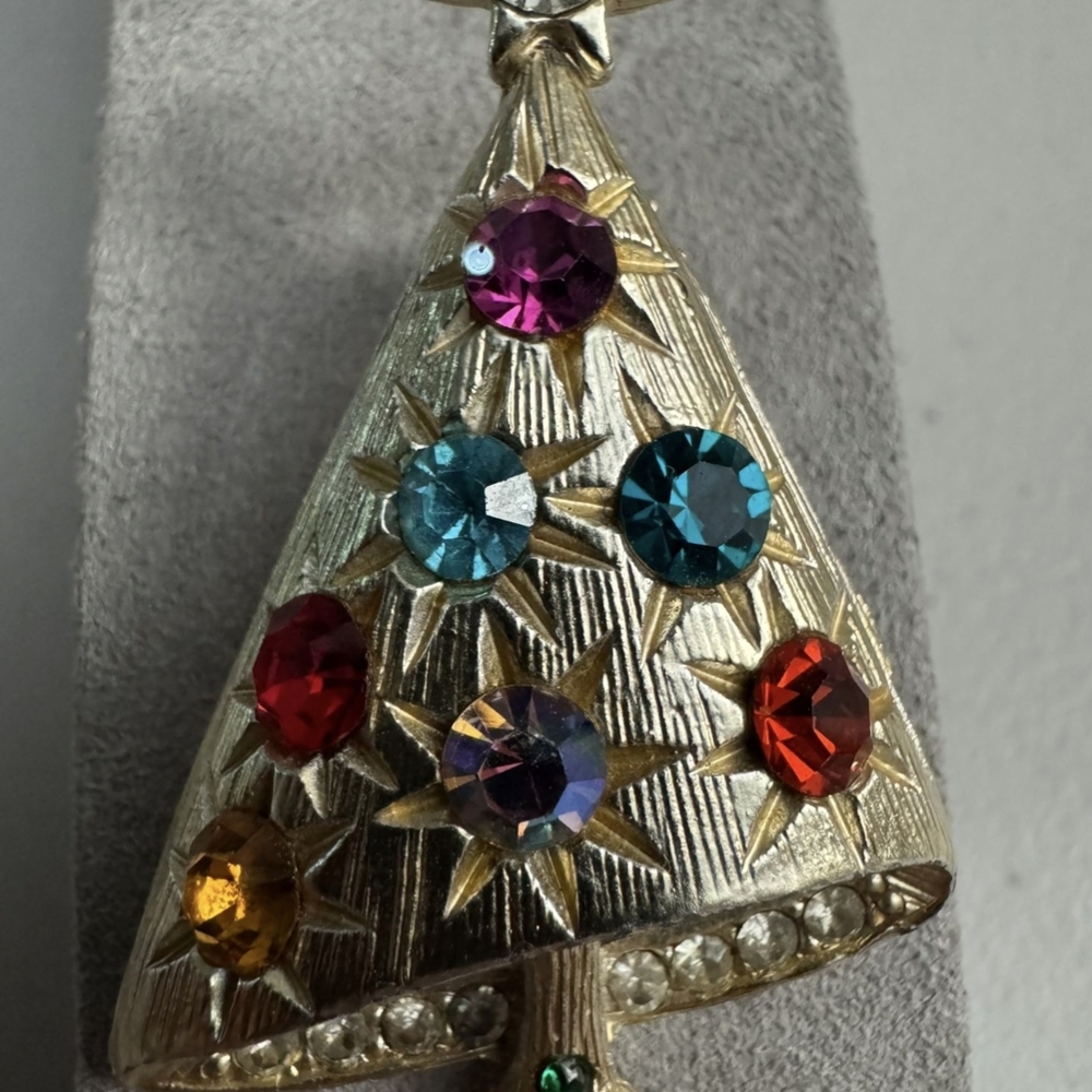 Festive Multicolor Christmas Tree Brooch